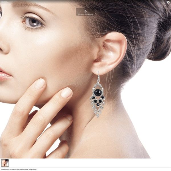 Alternate image for Chandelier Style Earrings with Onyx and Glass Beads Brilliant Meteor