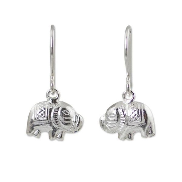 Alternate image for Sterling silver dangle earrings Elegant Elephant