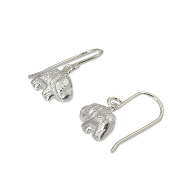 Alternate image for Sterling silver dangle earrings Elegant Elephant