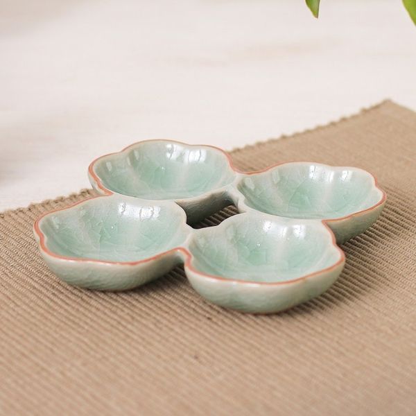 Alternate image for Lotus Flower Themed Celadon Ceramic Appetizer Plate in Green Lotus Treats