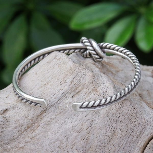 Alternate image for Knotted Sterling Silver Cuff Bracelet Both Sides