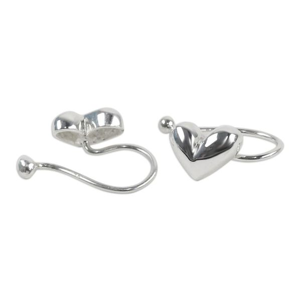 Alternate image for Sterling Silver Heart Ear Cuffs Artisan Crafted in Thailand Demure Hearts