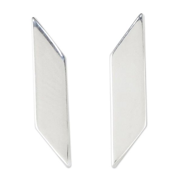 Alternate image for Sterling Silver Geometric Drop Earrings from Thailand Parallelogram Shimmer