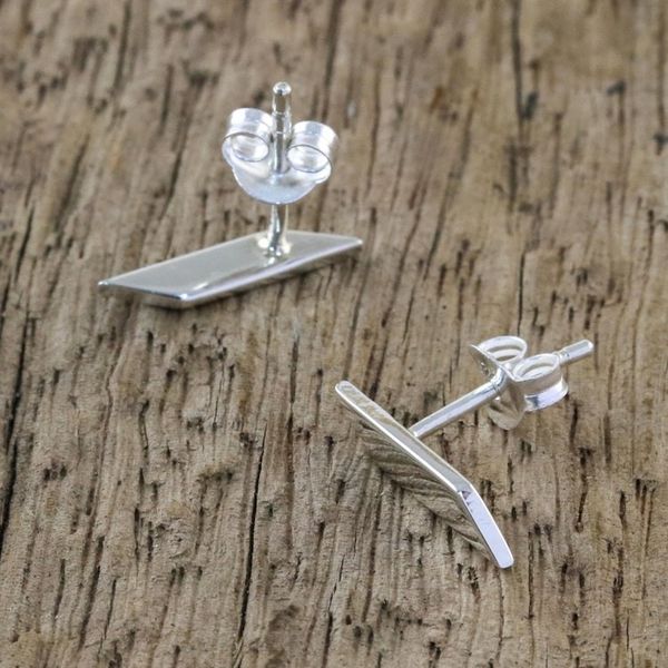 Alternate image for Sterling Silver Geometric Drop Earrings from Thailand Parallelogram Shimmer