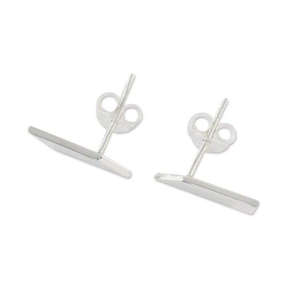 Alternate image for Sterling Silver Geometric Drop Earrings from Thailand Parallelogram Shimmer