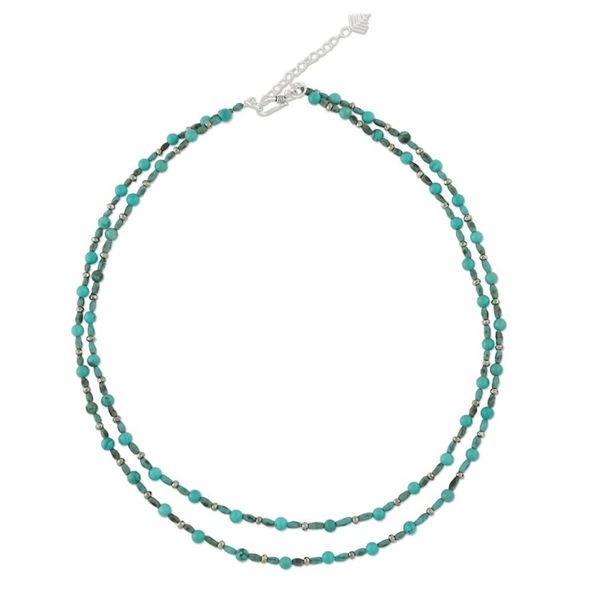 Alternate image for Thai Handcrafted Beaded Necklace with Silver Clasp Exotic Blue Allure