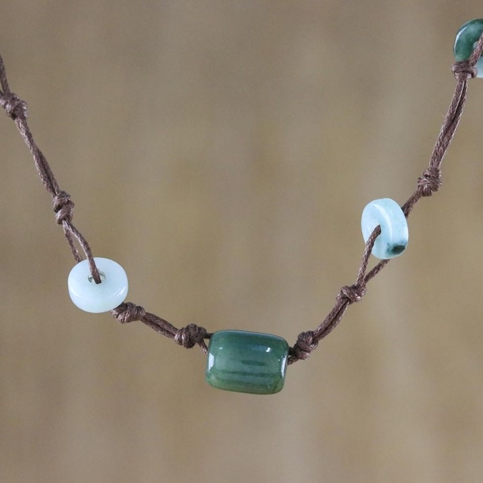 Beaded Jade Necklace 'Harmonious Life'
