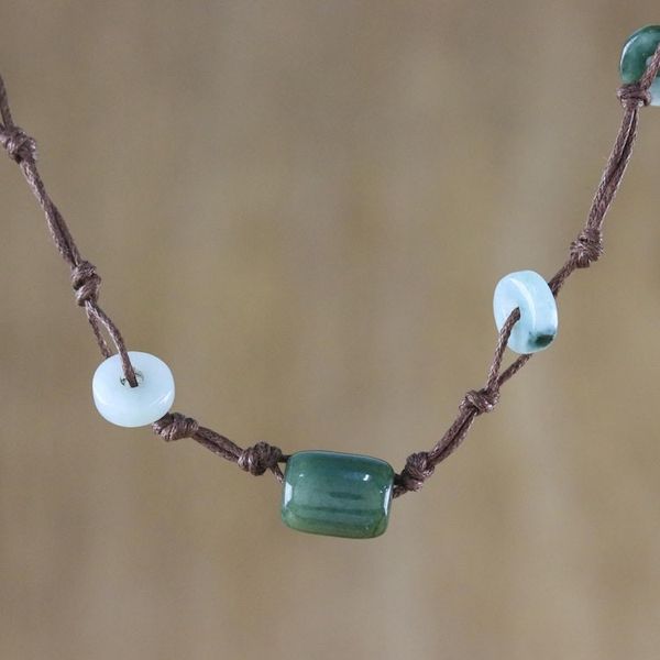 Alternate image for Beaded Jade Necklace Harmonious Life