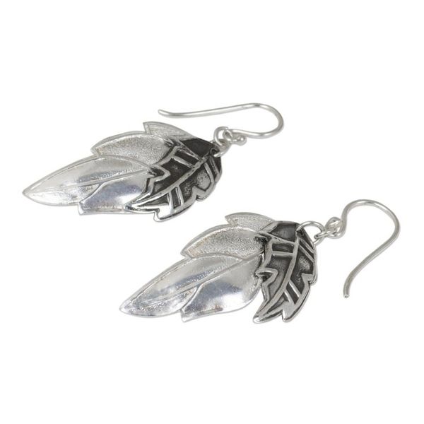 Alternate image for Double Exotic Leaf Earrings Handmade in 925 Sterling Silver Exotic Leaf Shadows