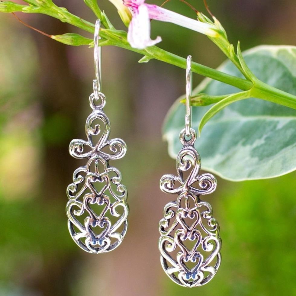 Sterling silver dangle earrings 'Thai Pineapple'