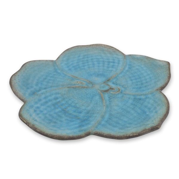 Alternate image for Handmade Floral Celadon Ceramic Salad Plate Turquoise Vanda