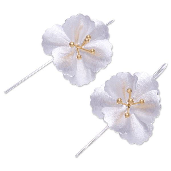 Alternate image for Thai Gold-Accented Sterling Silver Drop Earrings Ever-Blooming