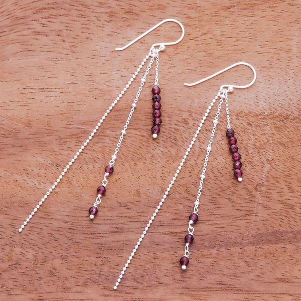 Alternate image for Garnet Beaded Dangle Earrings from Thailand Morning Rain