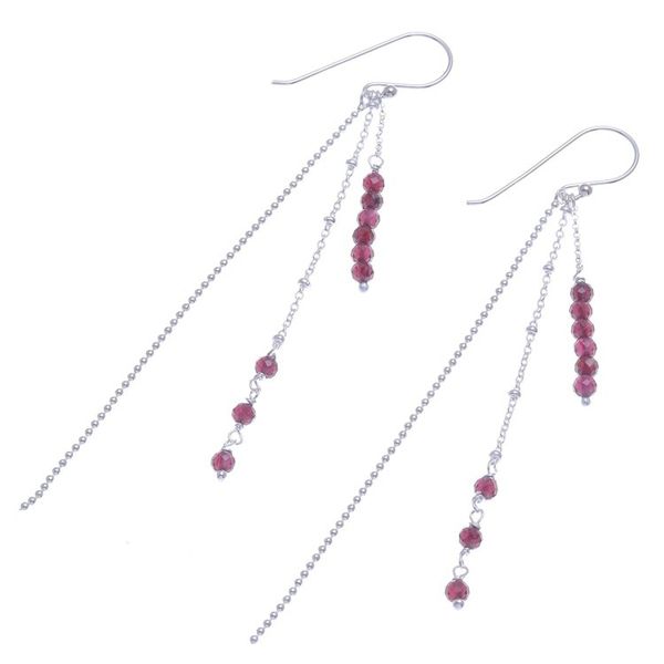 Alternate image for Garnet Beaded Dangle Earrings from Thailand Morning Rain