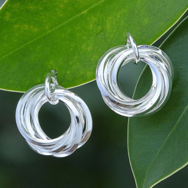 Alternate image for Hand Crafted Sterling Silver Drop Earrings Silver Slice