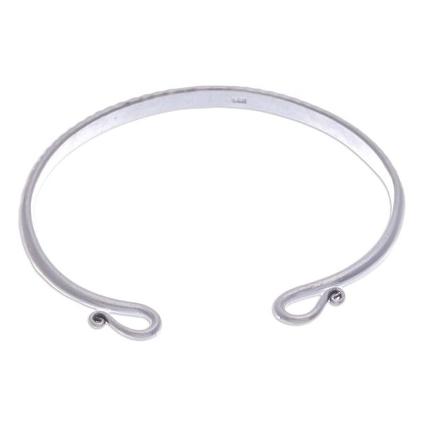 Alternate image for Polished Sterling Silver Cuff Bracelet with Hill Tribe Motif Sophisticated Serenity