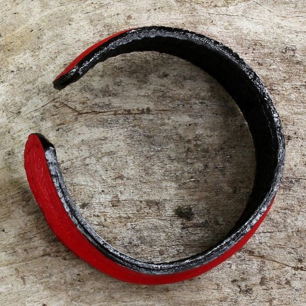 Alternate image for Hand Crafted Unisex Red Leather Cuff Bracelet from Thailand Simply Red