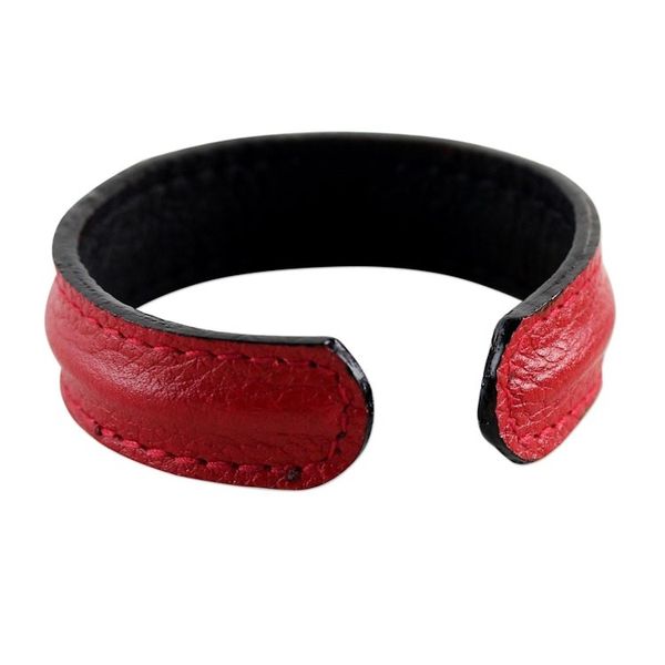 Alternate image for Hand Crafted Unisex Red Leather Cuff Bracelet from Thailand Simply Red