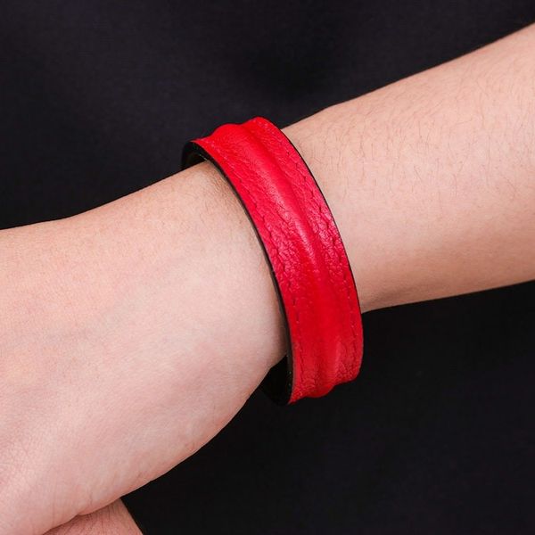 Alternate image for Hand Crafted Unisex Red Leather Cuff Bracelet from Thailand Simply Red