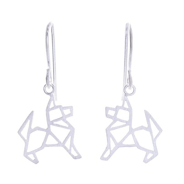 Alternate image for Geometric German Shepherd Sterling Silver Dangle Earrings Geometric German Shepherd