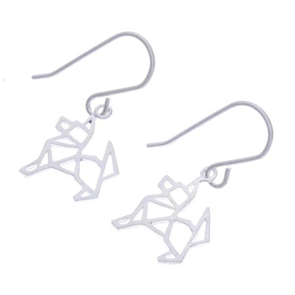 Alternate image for Geometric German Shepherd Sterling Silver Dangle Earrings Geometric German Shepherd