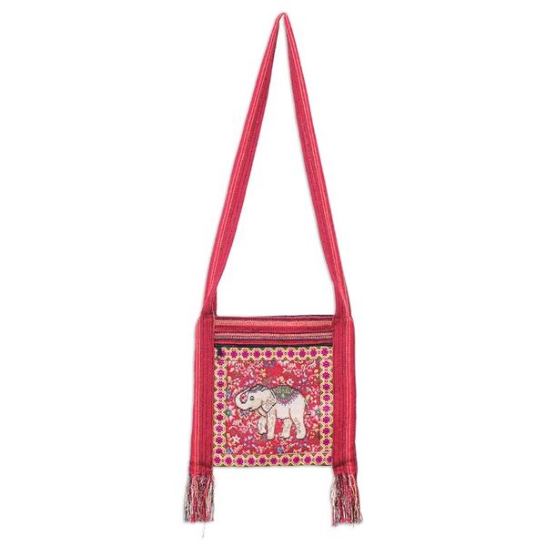 Alternate image for Classic Elephant-Themed Floral Red Sling made in Thailand Elephants Majesty