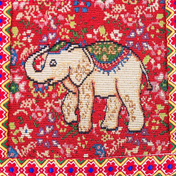 Alternate image for Classic Elephant-Themed Floral Red Sling made in Thailand Elephants Majesty