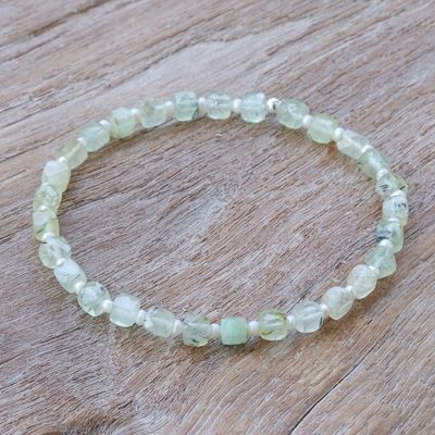 Alternate image for Artisan Crafted Prehnite Bracelet with Cultured Pearl Colors of Chiang Mai
