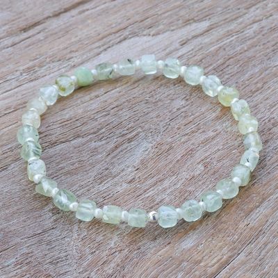 Alternate image for Artisan Crafted Prehnite Bracelet with Cultured Pearl Colors of Chiang Mai