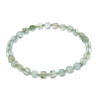 Alternate image for Artisan Crafted Prehnite Bracelet with Cultured Pearl Colors of Chiang Mai