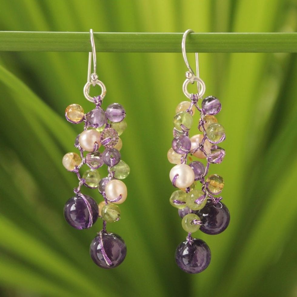 Artisan Crafted Amethyst Earrings 'Mystic Passion'