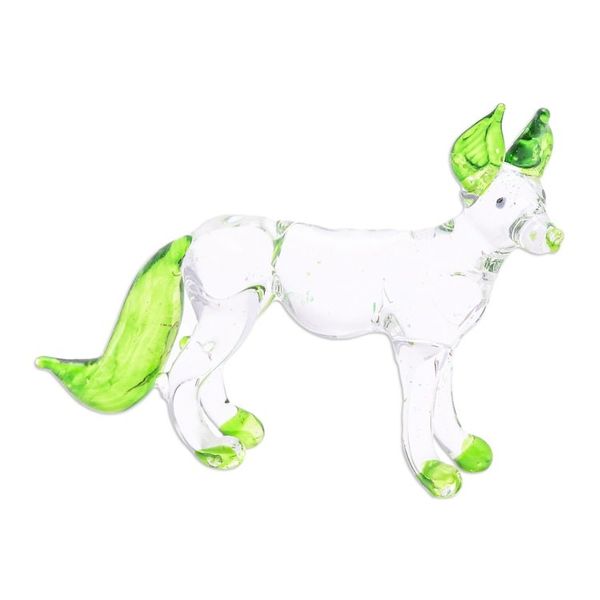 Alternate image for Handblown Green Glass Fox Figurine from Thailand Hope Fox
