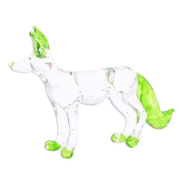 Alternate image for Handblown Green Glass Fox Figurine from Thailand Hope Fox