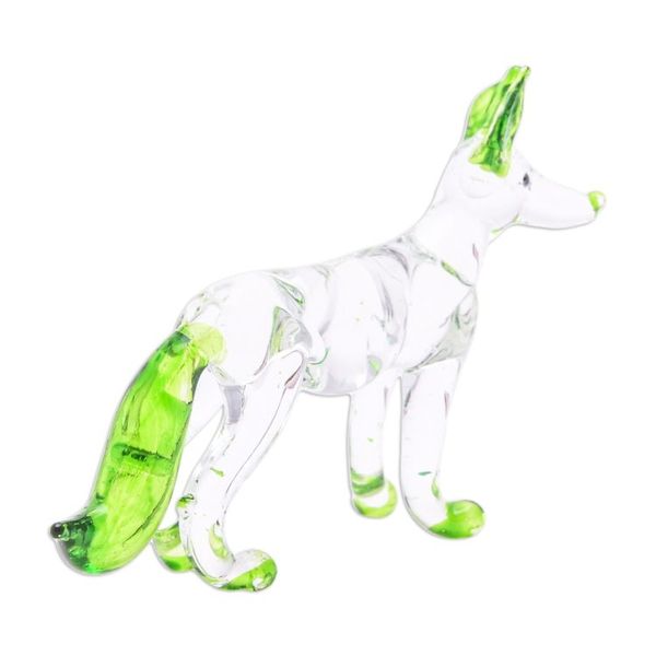 Alternate image for Handblown Green Glass Fox Figurine from Thailand Hope Fox