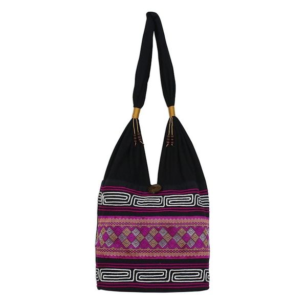 Alternate image for Cotton Blend Shoulder Bag in Pink from Thailand Charming Diamonds