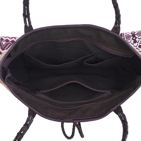 Alternate image for Cotton Blend Patchwork Shoulder Bag Shopping Day in Red