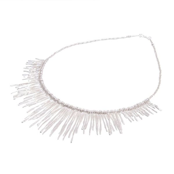 Alternate image for Twisted Karen Silver Beaded Waterfall Necklace from Thailand Cool Cascade