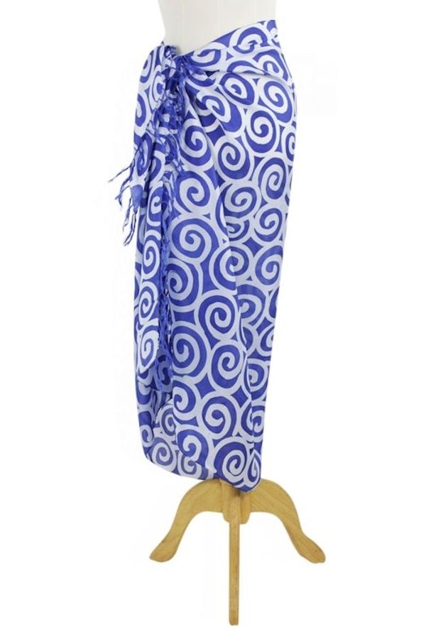 Alternate image for Artisan Crafted Thai Silk Batik Sarong in Blue Blueberry Spiral