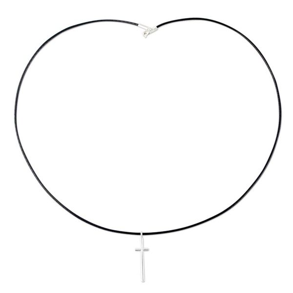 Alternate image for 925 Sterling Silver Cross on Black Braided Cord Necklace Exquisite Cross