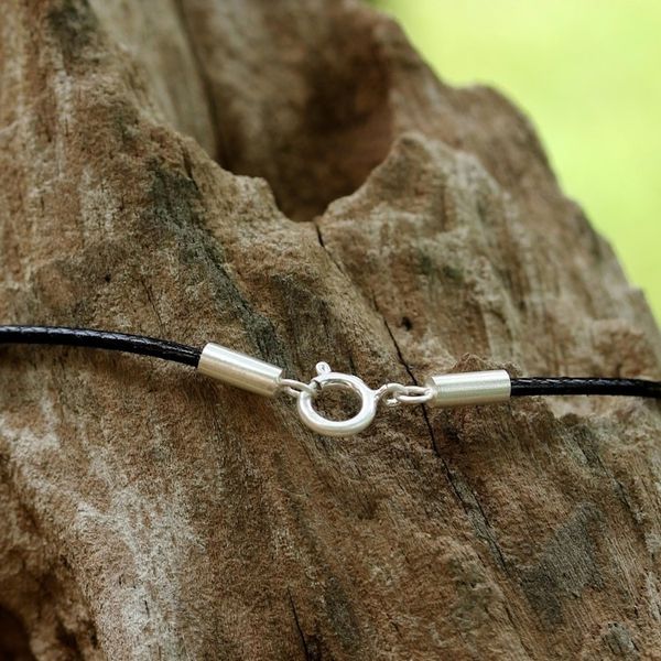 Alternate image for 925 Sterling Silver Cross on Black Braided Cord Necklace Exquisite Cross