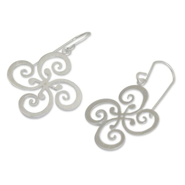 Alternate image for Fair Trade Floral Sterling Silver Dangle Earrings Thai Pinwheel