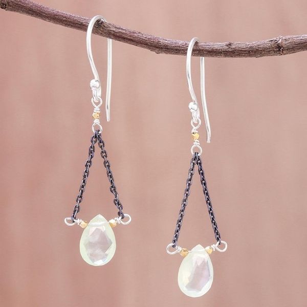 Alternate image for Gold Accent Prehnite Dangle Earrings from Thailand Justice