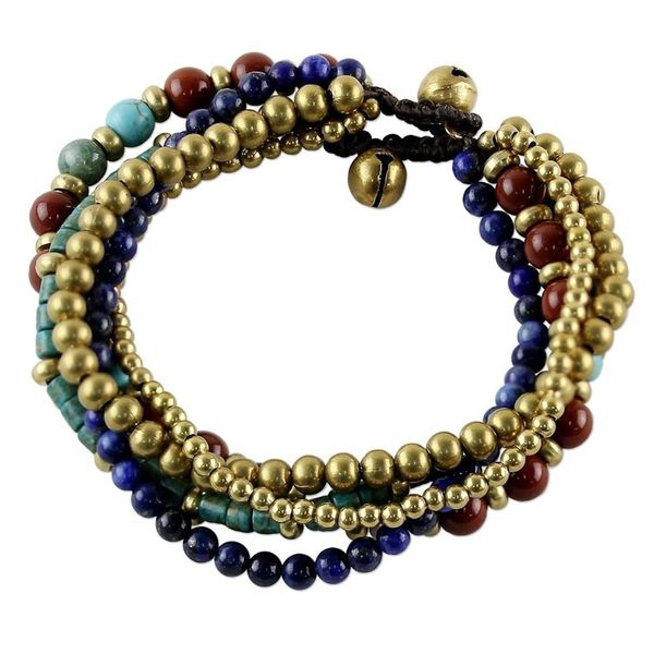 Alternate image for Multi Gemstone Beaded Bracelet from Thailand Beads and Bells