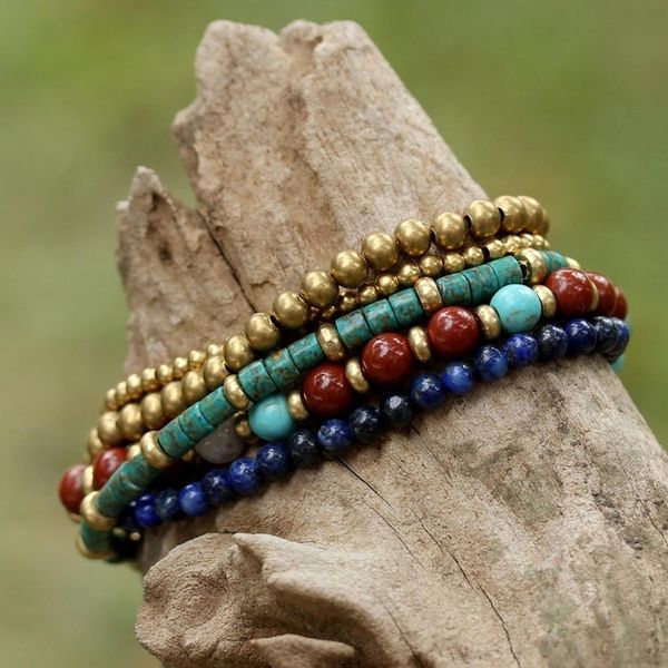 Alternate image for Multi Gemstone Beaded Bracelet from Thailand Beads and Bells