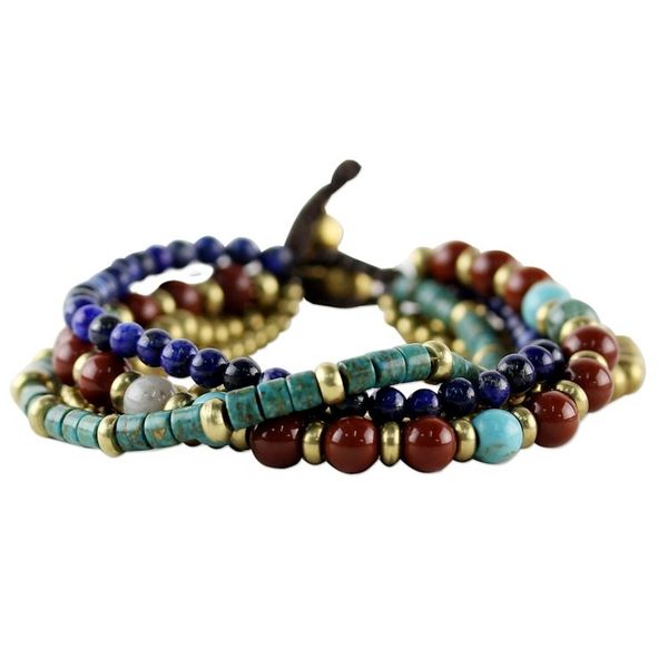 Alternate image for Multi Gemstone Beaded Bracelet from Thailand Beads and Bells