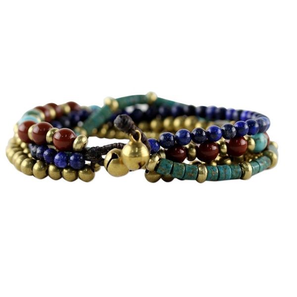 Alternate image for Multi Gemstone Beaded Bracelet from Thailand Beads and Bells