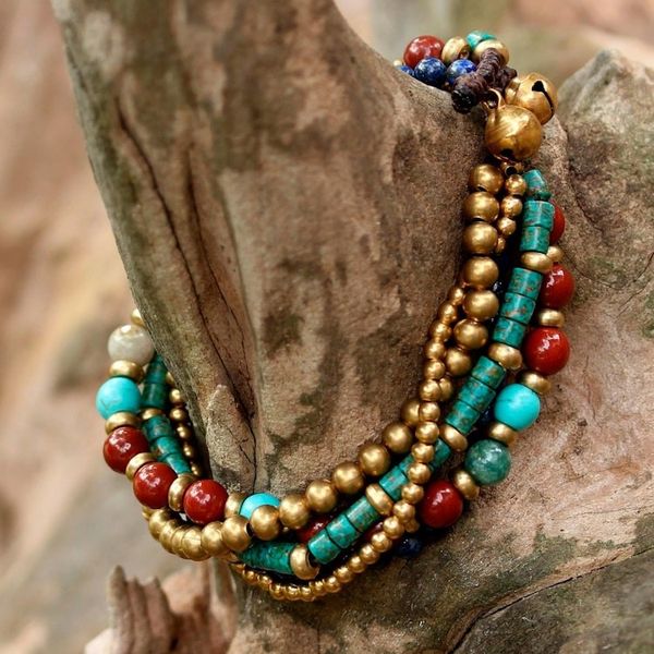 Alternate image for Multi Gemstone Beaded Bracelet from Thailand Beads and Bells