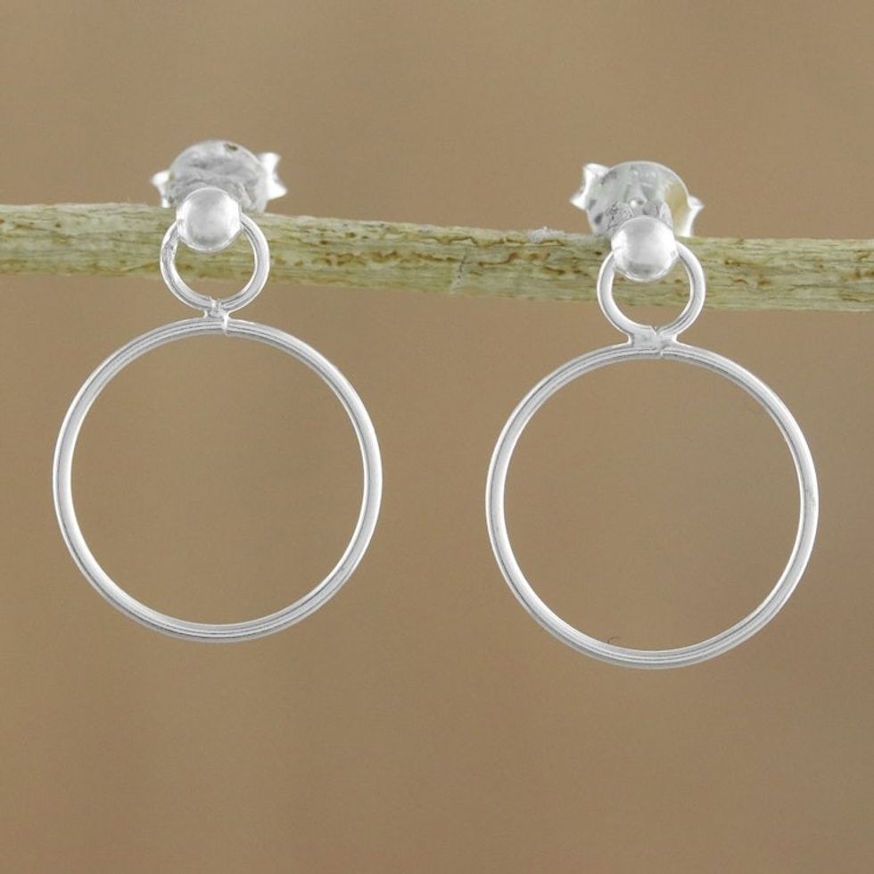 925 Sterling Silver Loop Shaped Frame Earrings 'Elegant Loop'