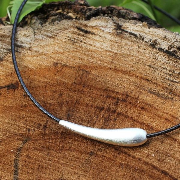 Alternate image for Artisan Crafted Silver Necklace Satin Droplet
