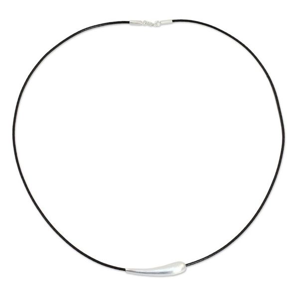 Alternate image for Artisan Crafted Silver Necklace Satin Droplet